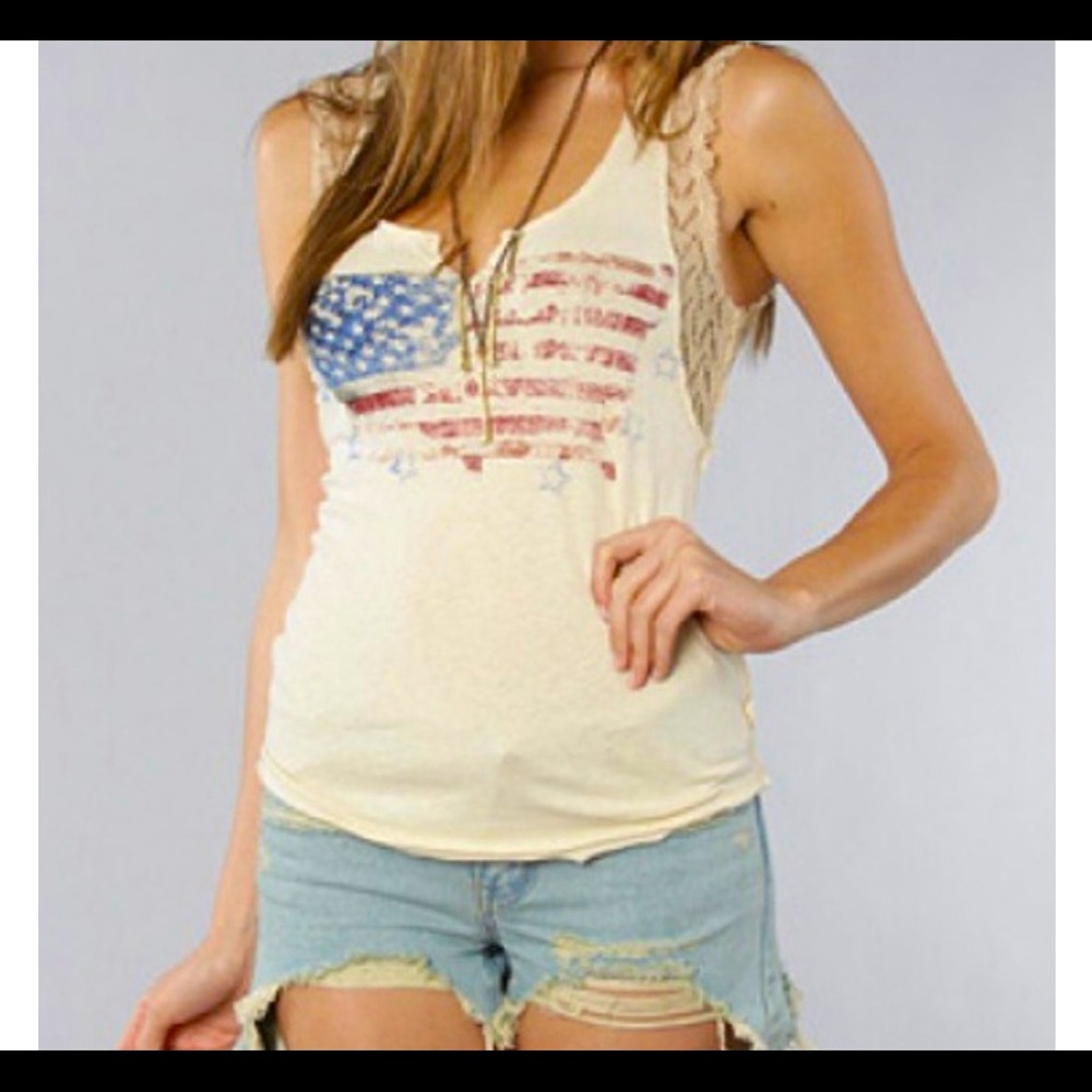 Free People- We The Free American Flag Tank